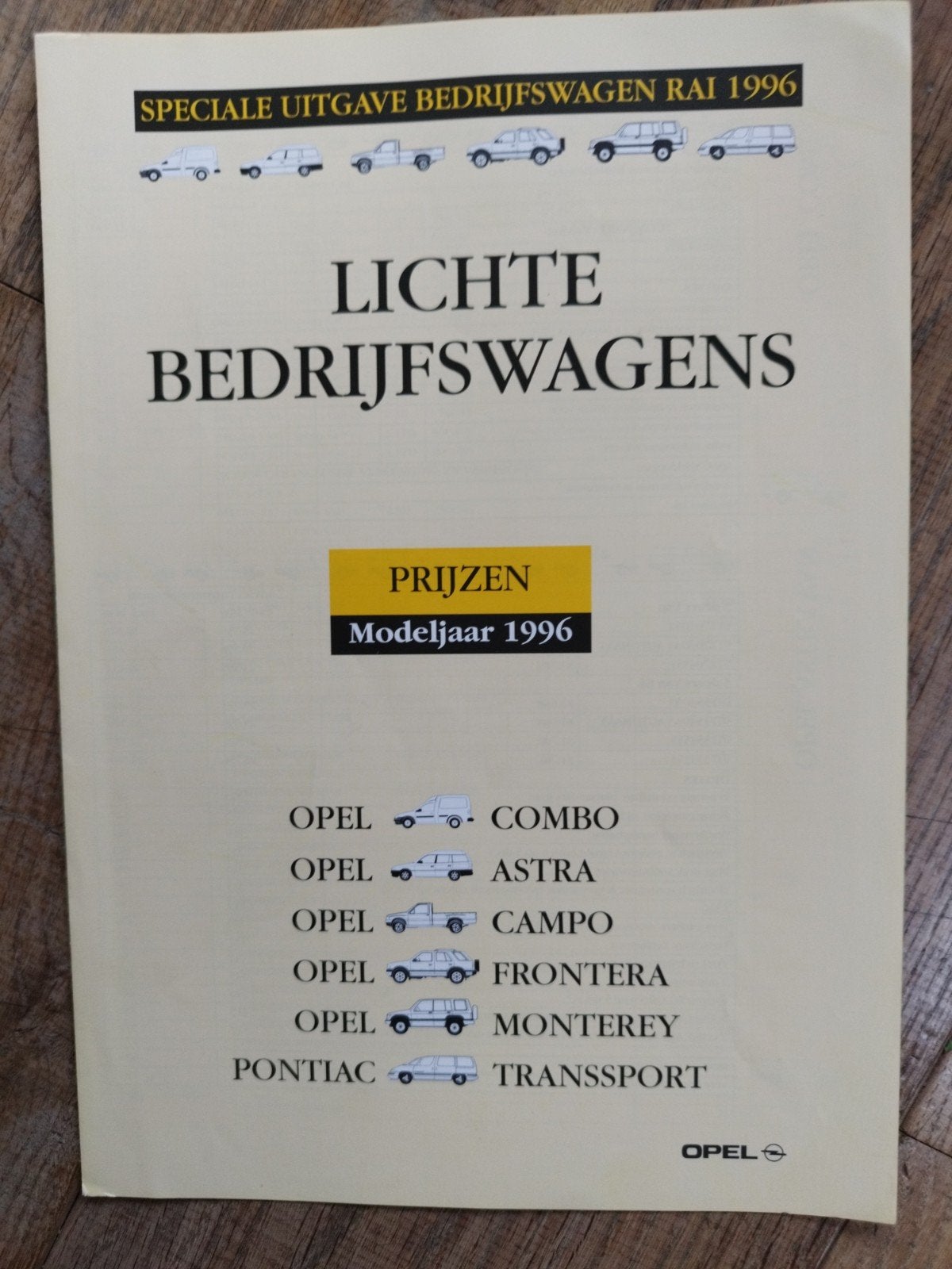 Opel Lichte Bedrijfswagens Prijzen Modeljaar 1996 RAI, Opel, Zo goed als nieuw, Opel, Ophalen of Verzenden