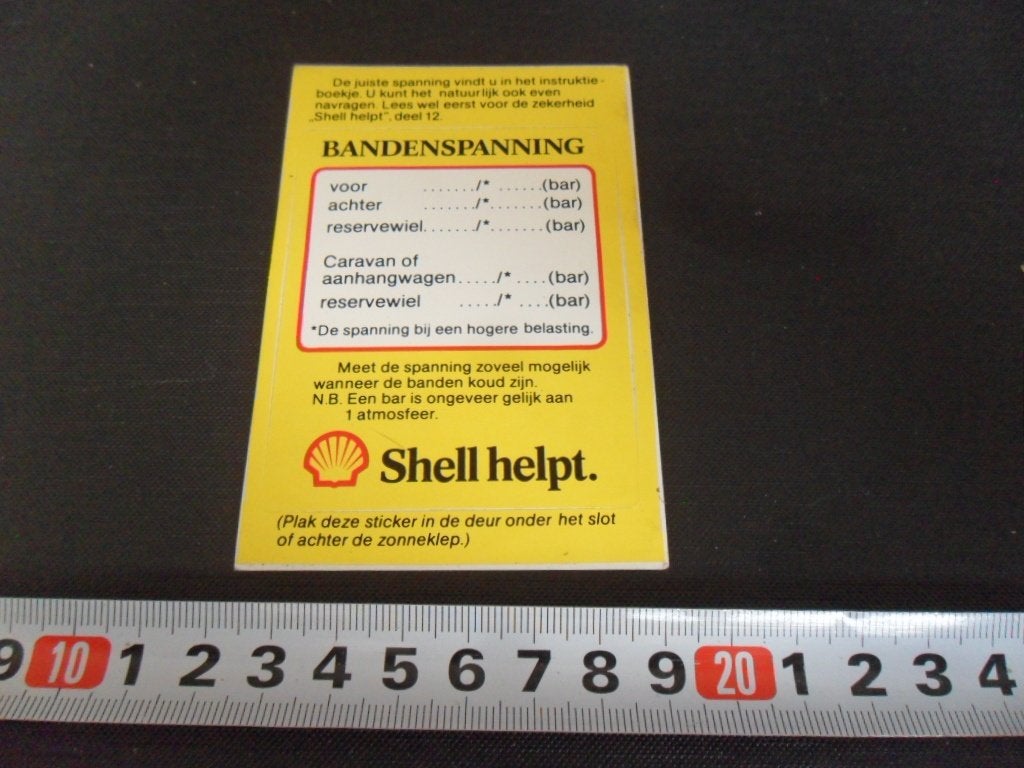 sticker SHELL Helpt  Bandenspanning, Ophalen of Verzenden, Zo goed als nieuw