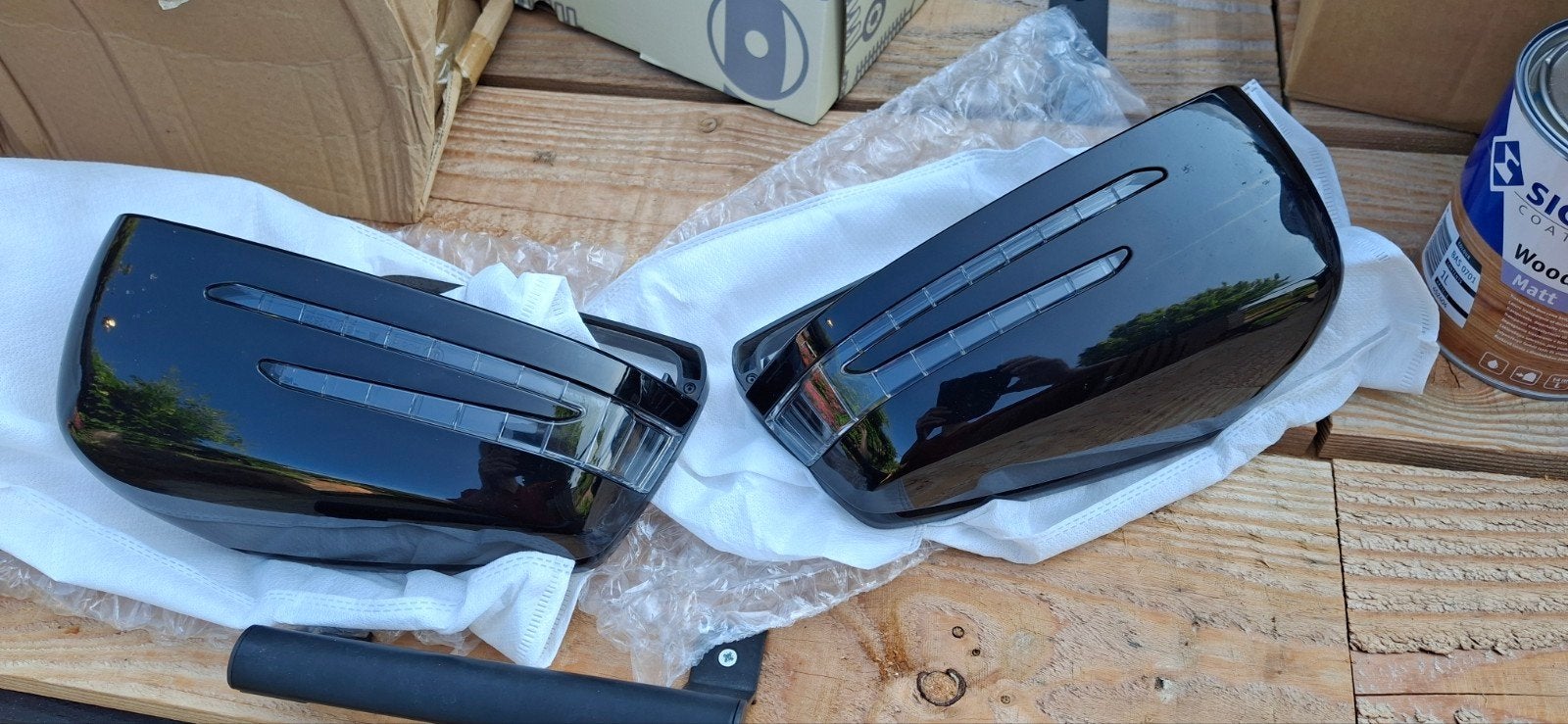 Originele Mercedes Spiegelkappen Zwart met Knipperlicht, Ophalen, Gebruikt, Mercedes-Benz