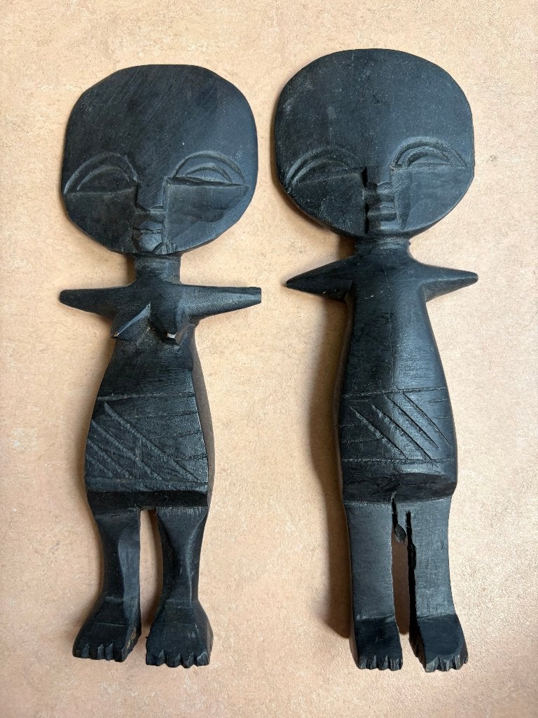Twee houten Ashanti beeldjes, Ghana, Antiek en Kunst, Hout, Afrika, Handgemaakt, Beeld