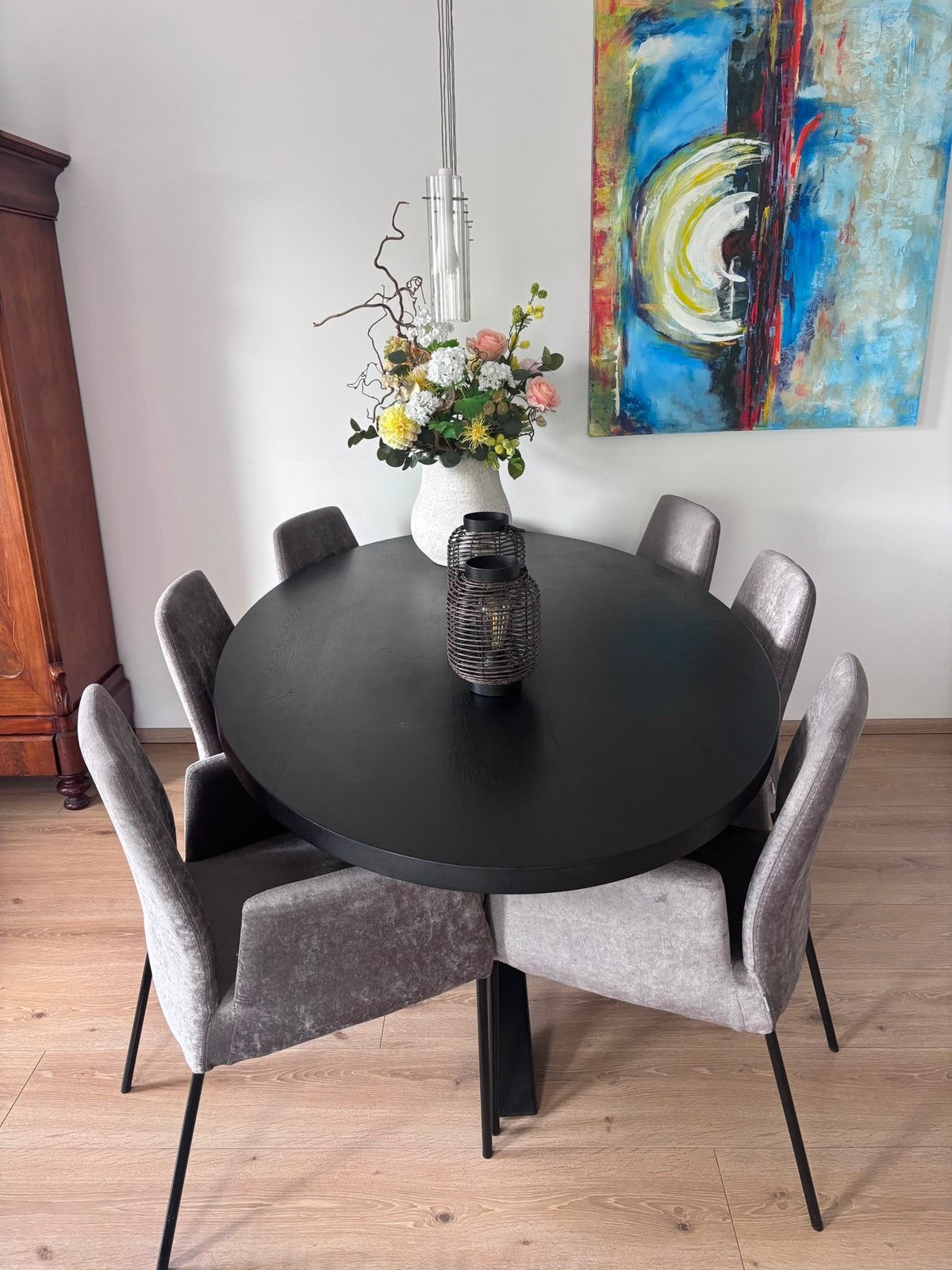 Eikenhouten tafel zwart, Ophalen, 200 cm of meer, 50 tot 100 cm, Zo goed als nieuw