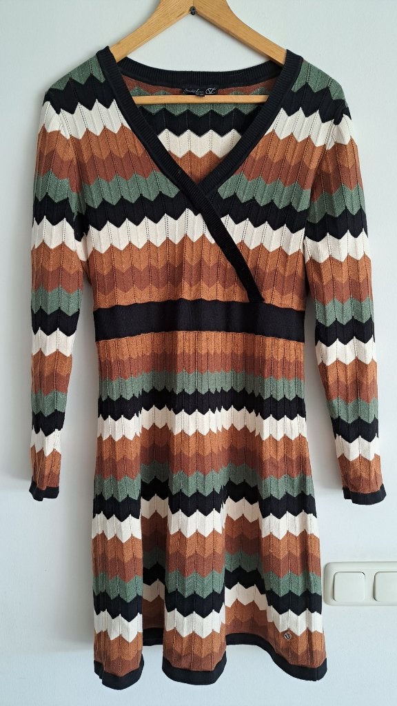 Zwart/groen/ecru/bruine Smashed Lemon jurk, Maat 38/40 (M), Zwart, Ophalen of Verzenden, Zo goed als nieuw
