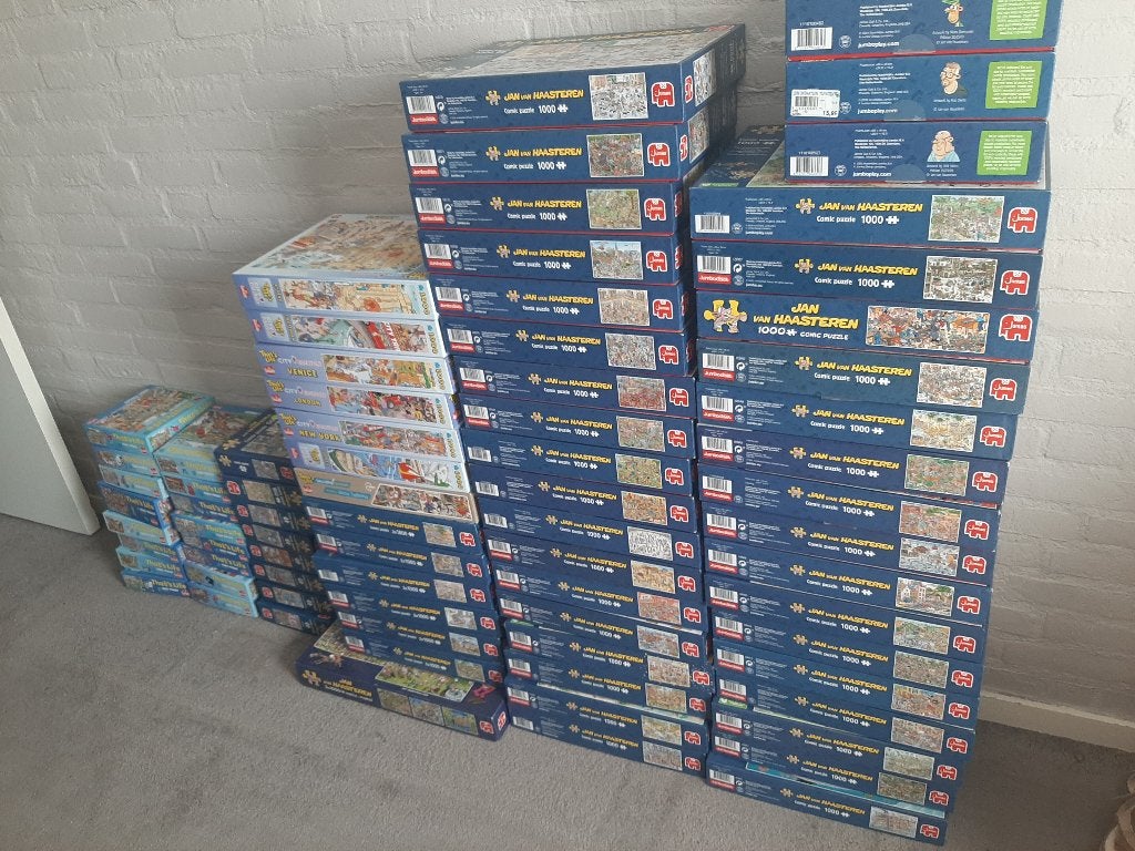 puzzels Jan van Haasteren en andere, Ophalen, 500 t/m 1500 stukjes, Zo goed als nieuw, Legpuzzel