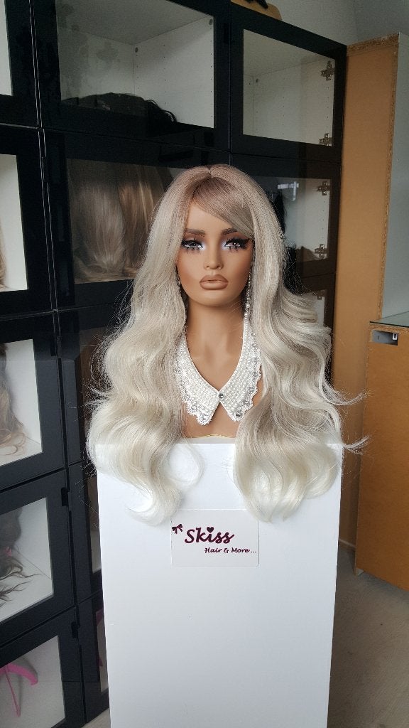Pruik Pony/Lok: Bruine Uitgroei - Assig Blond - 60cm, Ophalen of Verzenden, Nieuw, Pruik of Haarverlenging