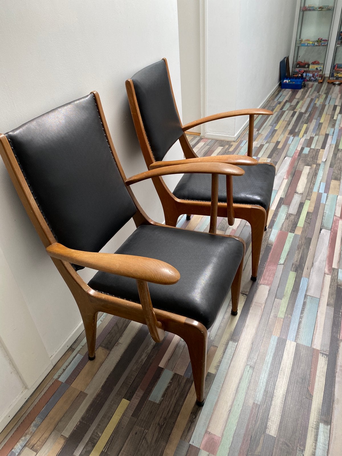 Vintage eetkamerstoelen 4 stuks, Ophalen, Gebruikt, Minder dan 75 cm, 50 tot 75 cm