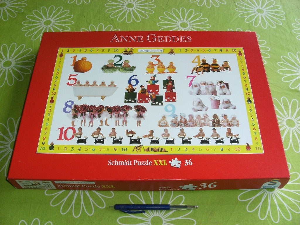 Anne Geddes 1-10 babies - Schmidt puzzel 36 XXL stukjes, Ophalen of Verzenden, 10 tot 50 stukjes, Gebruikt, 6 jaar of ouder