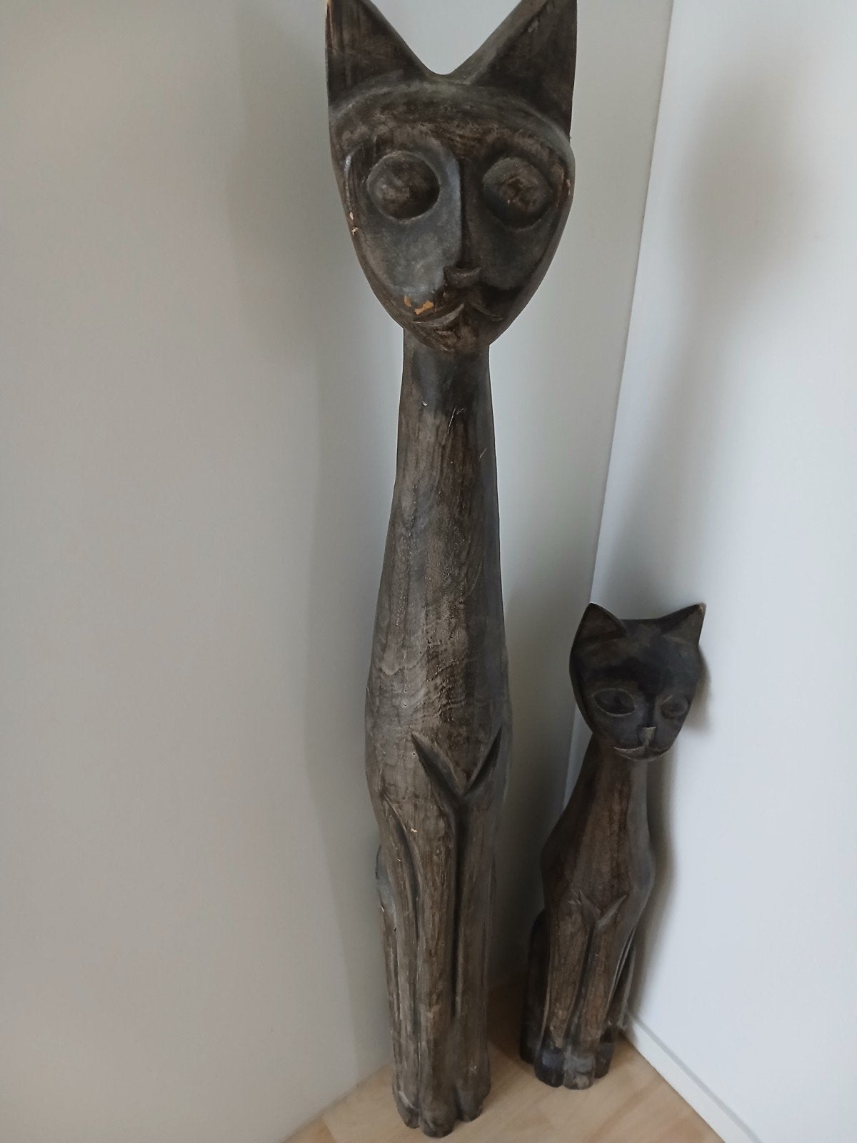 Houten katten ., Beeld, Hout, Bruin, Overige stijlen