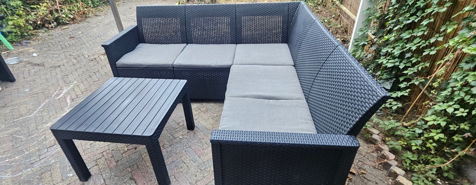 Keter Marie Loungeset met Orlando tafel - Antraciet, 5 zitplaatsen, Kunststof, Bank, Nieuw