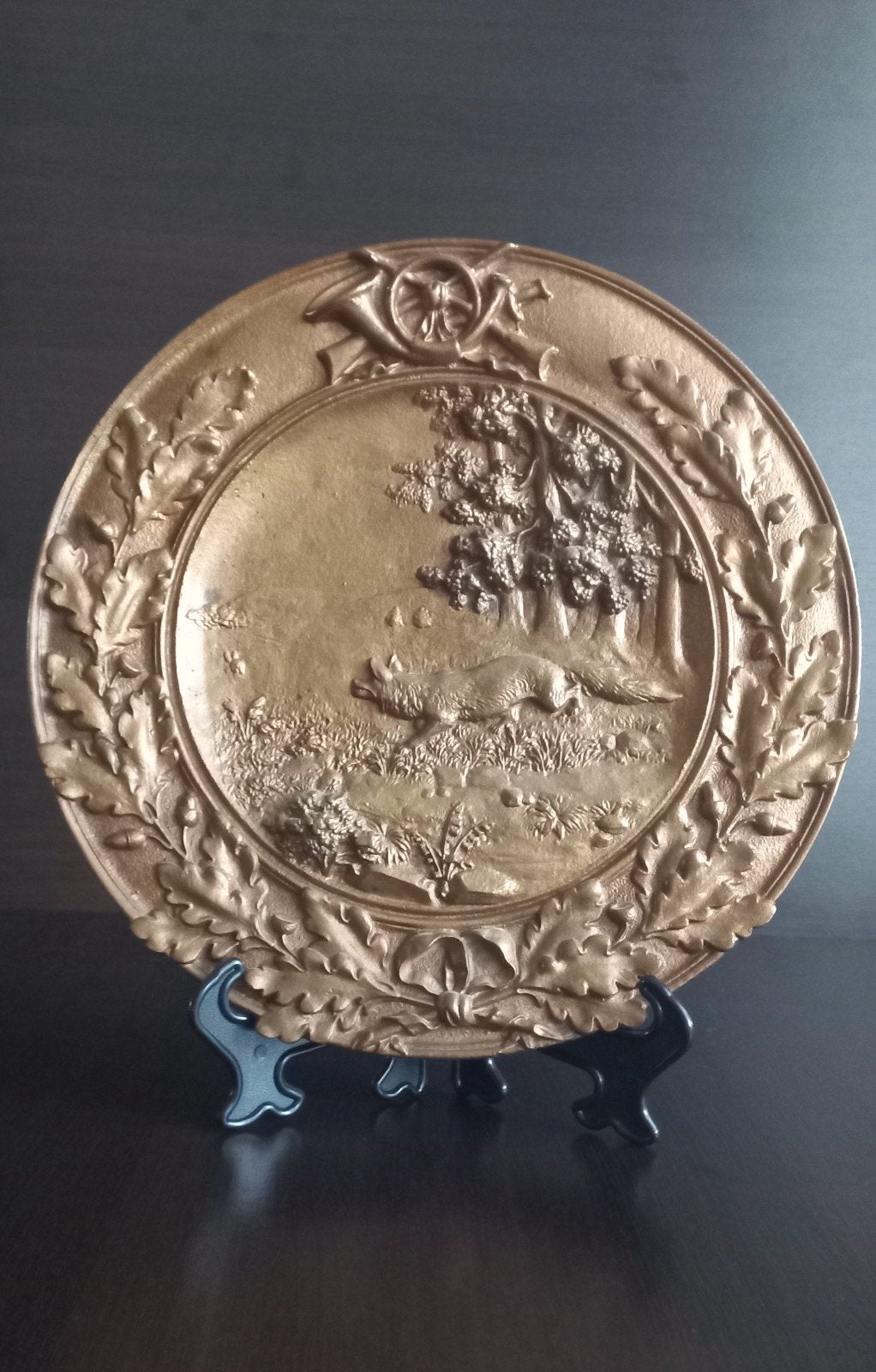 Antiek bronzen reliëfbord Massief brons Jachttafereel, Antiek en Kunst, Antiek | Koper en Brons, Ophalen of Verzenden, Brons
