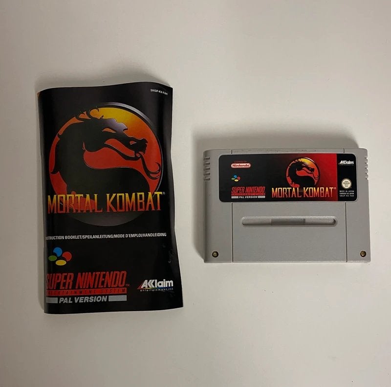 Mortal Kombat – SNES cartridge + handleiding, Spelcomputers en Games, Gebruikt, Vanaf 18 jaar, Vechten, 2 spelers