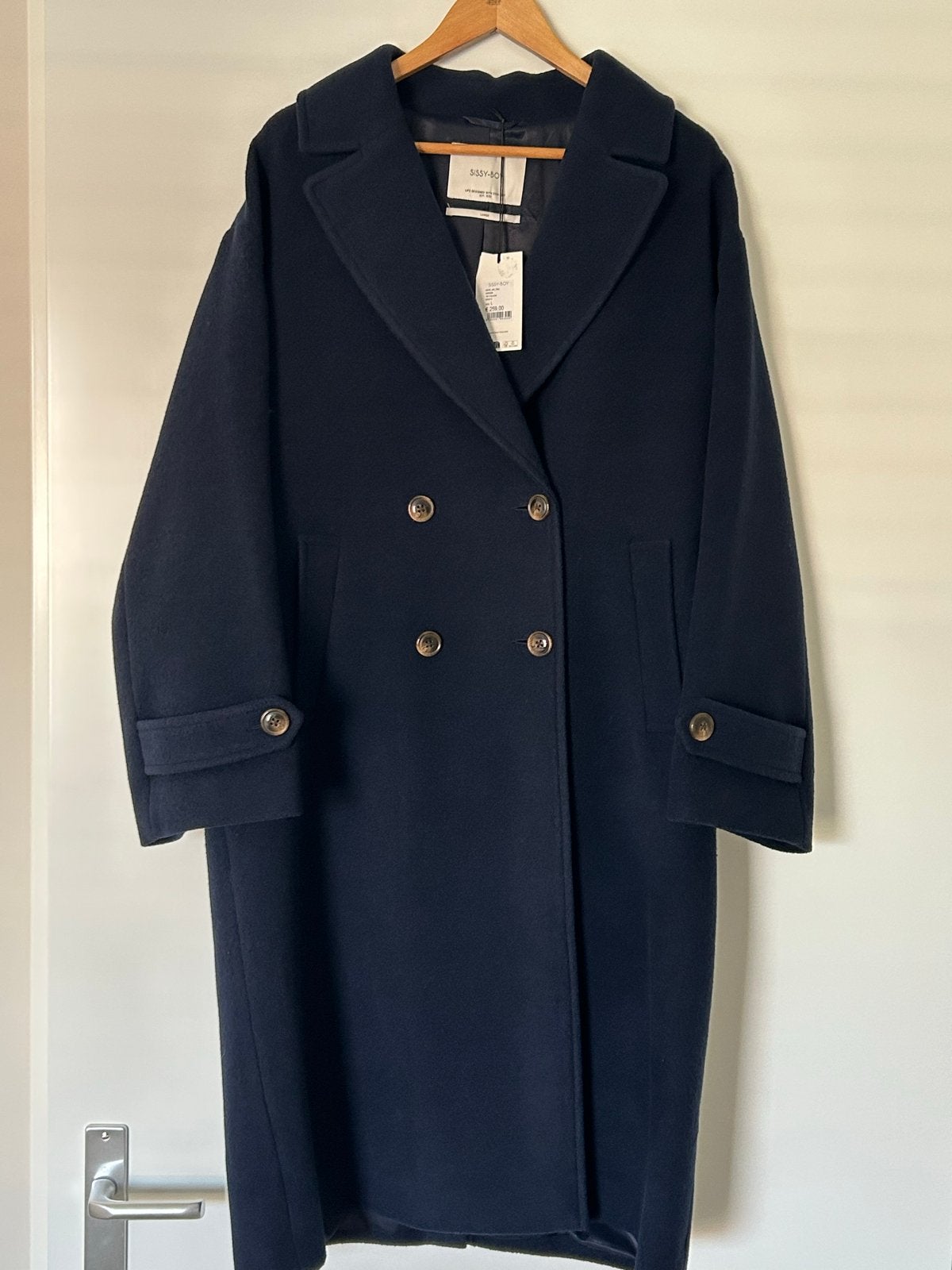 Nieuwe Sissy-Boy jas - wol - donkerblauw, maat L, Kleding | Dames, Ophalen of Verzenden, Nieuw, Maat 42/44 (L), Blauw