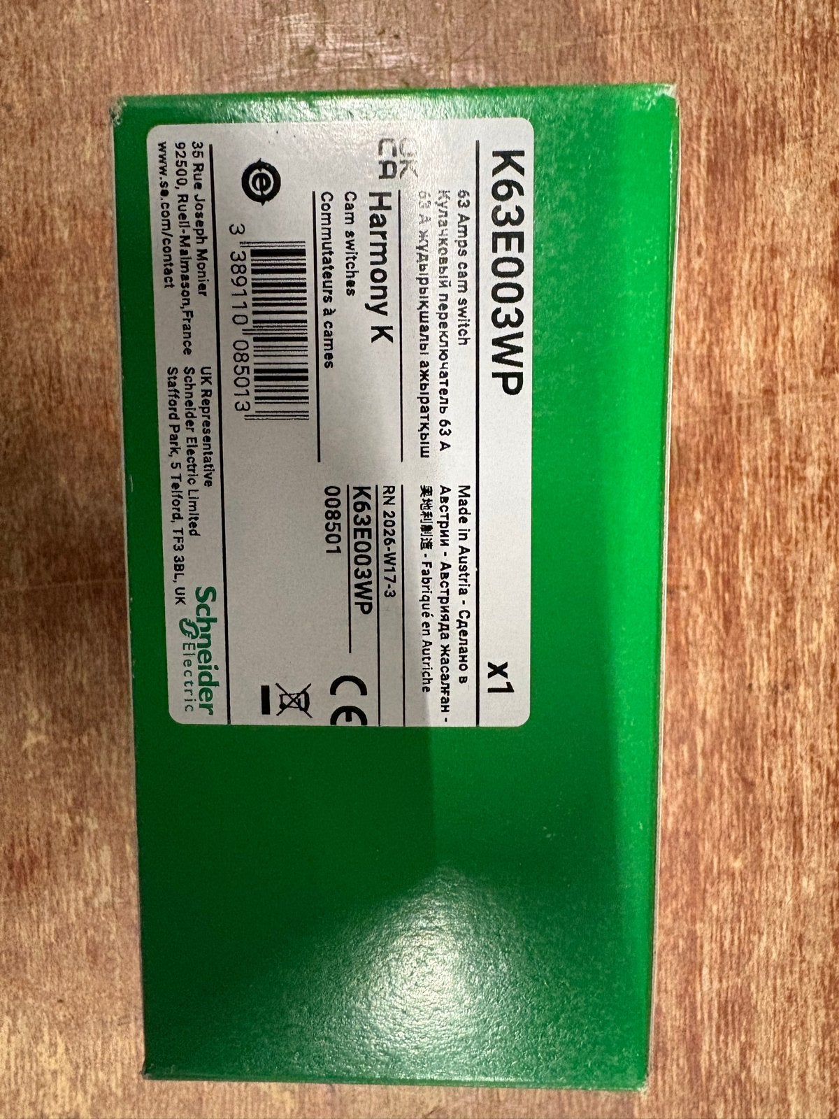 Schneider Electric K63E003WP Cam Schakelaar 63A, Ophalen of Verzenden, Nieuw, Schneider Electric, Schakelaar