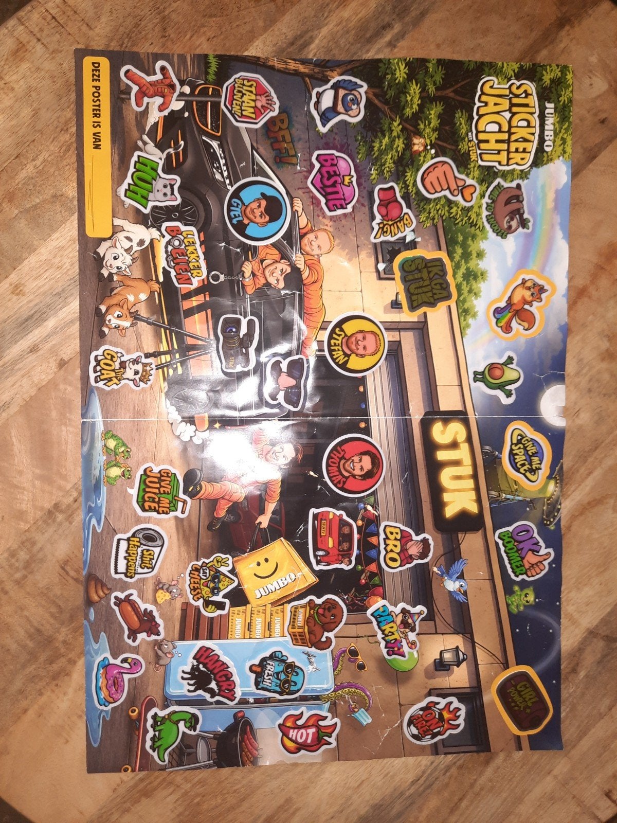 sticker jacht met stuk TV jumbo, Ophalen of Verzenden