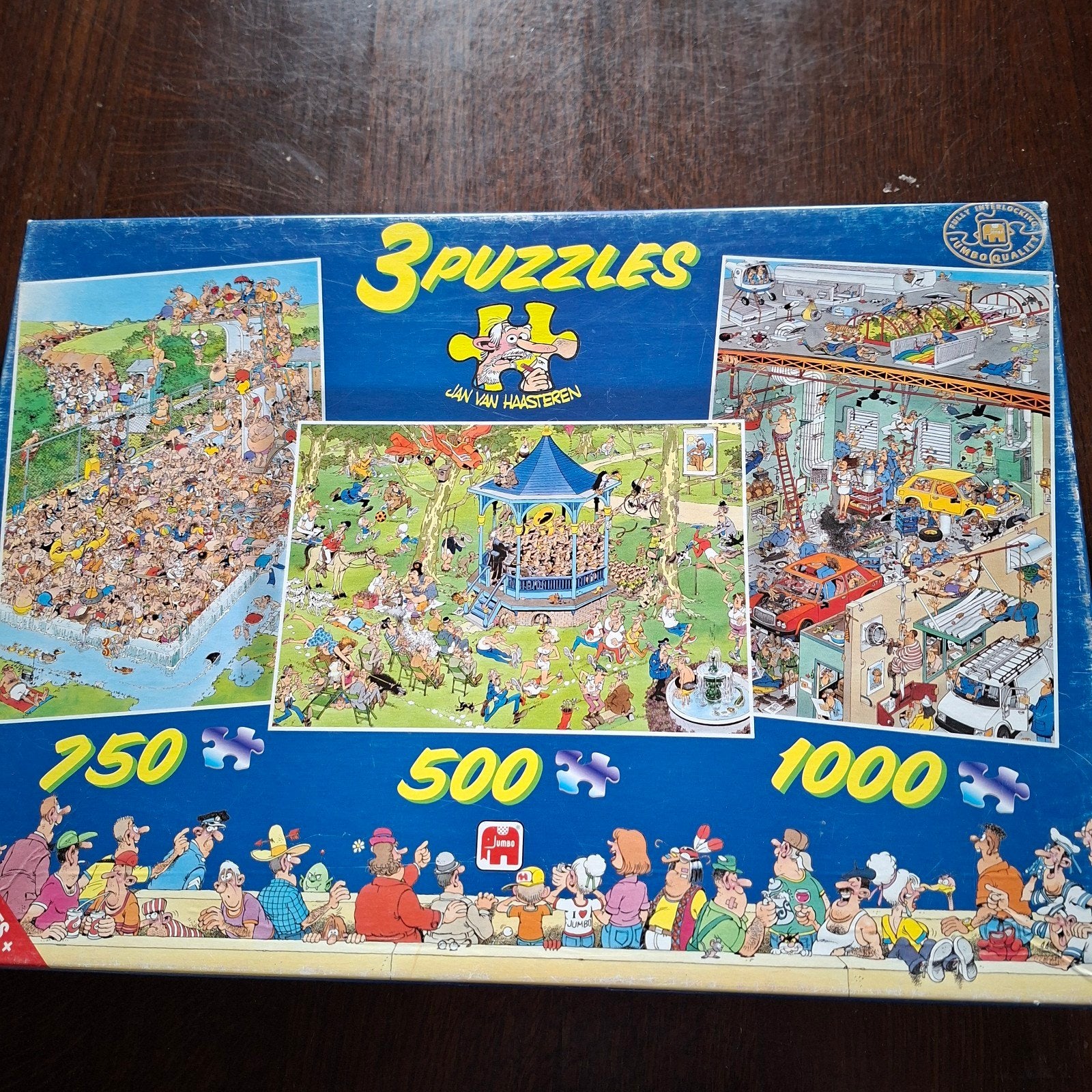 Jan van Haasteren puzzels, 3 in 1 doos, Ophalen of Verzenden, 500 t/m 1500 stukjes, Zo goed als nieuw, Legpuzzel