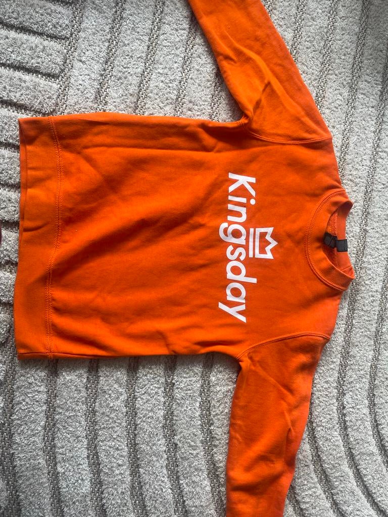 2 Kingsday truien oranje - maat 120 (valt klein voor 8 jaar), Ophalen, Gebruikt, Jongen of Meisje, Trui of Vest