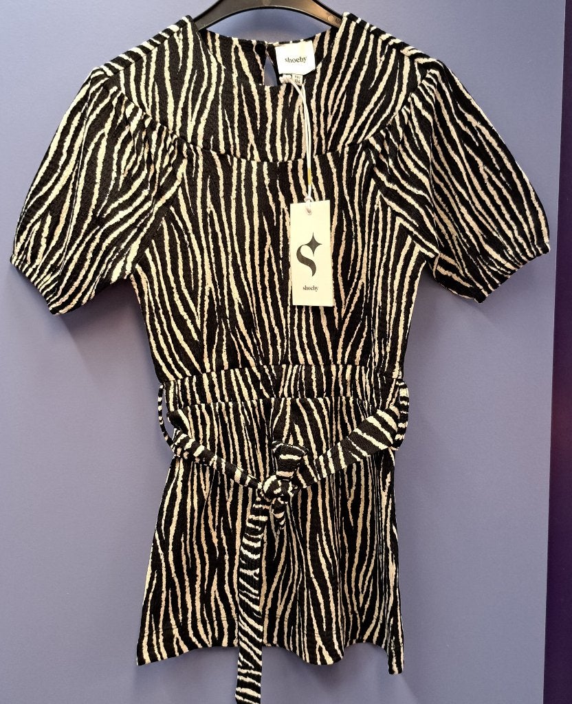 Shoeby meisjes jurk met zebra print zw/wi nieuw 98-104 48569