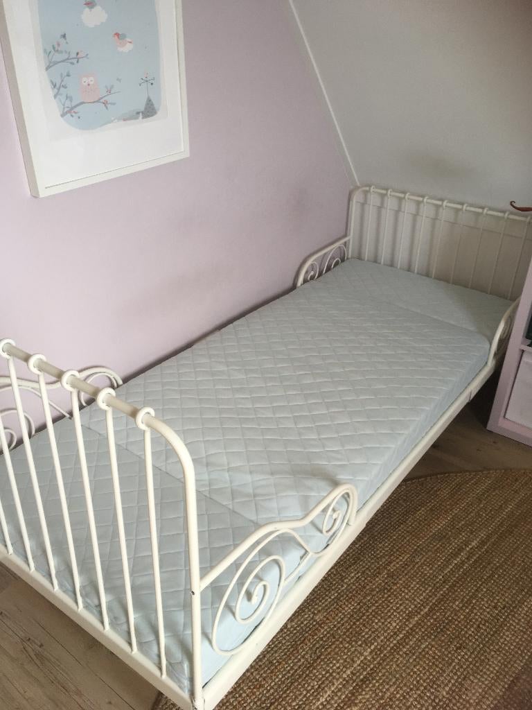 2x Ikea Minnen meegroeibed wit, 70 tot 85 cm, Zo goed als nieuw, 180 cm of meer, Ophalen