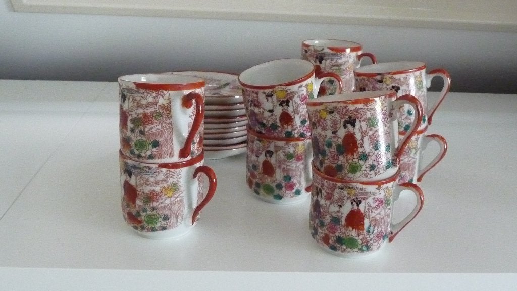 Vintage Japanse theeset met Geisha decoratie, Ophalen of Verzenden
