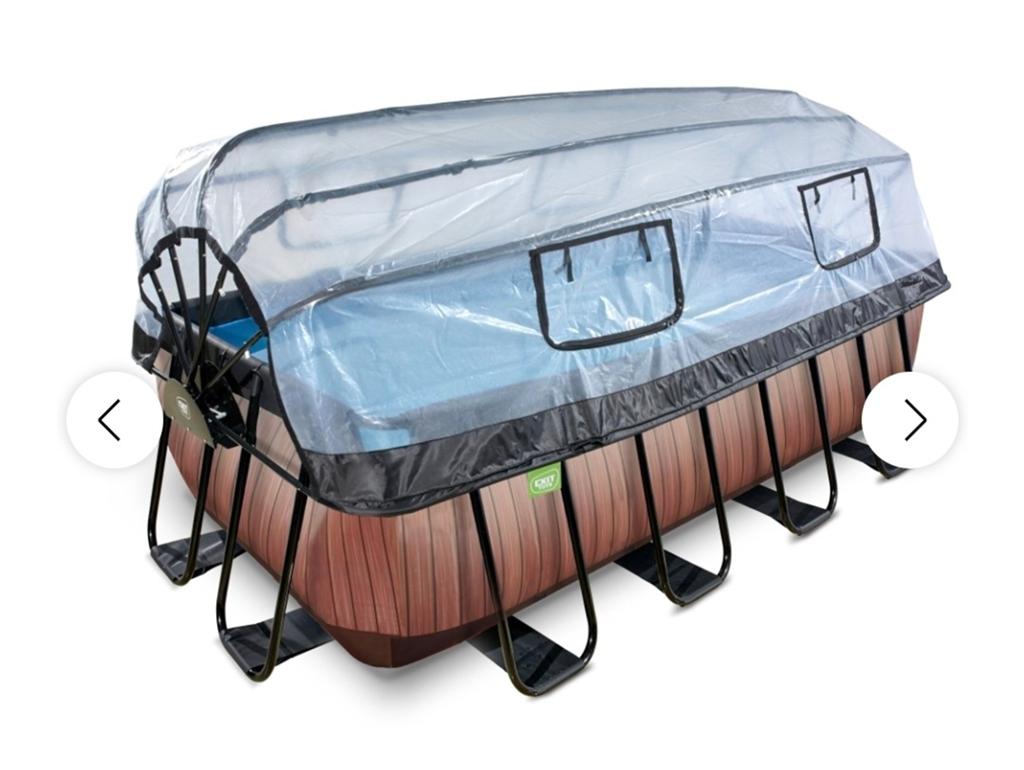 EXIT Wood zwembad 400x200x122 cm met overkapping, Tuin en Terras, Zwembaden, 200 tot 300 cm, Zo goed als nieuw, Rechthoekig, Ophalen