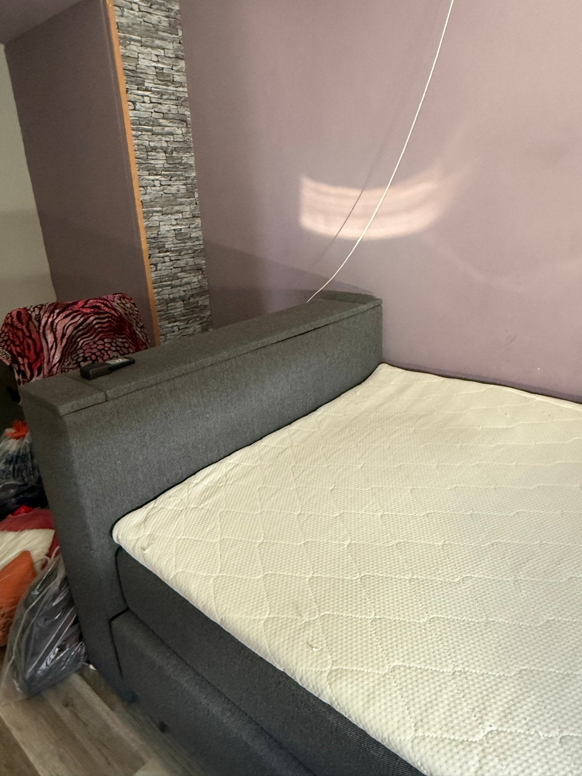 120x200cm Boxspring met TV Lift, Ophalen, Zo goed als nieuw, Twijfelaar, 120 cm