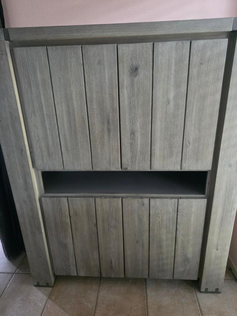 H&H Kast - Landelijke Stijl - Grijs Hout, Ophalen, 100 tot 150 cm, Landelijke stijl, 150 tot 200 cm
