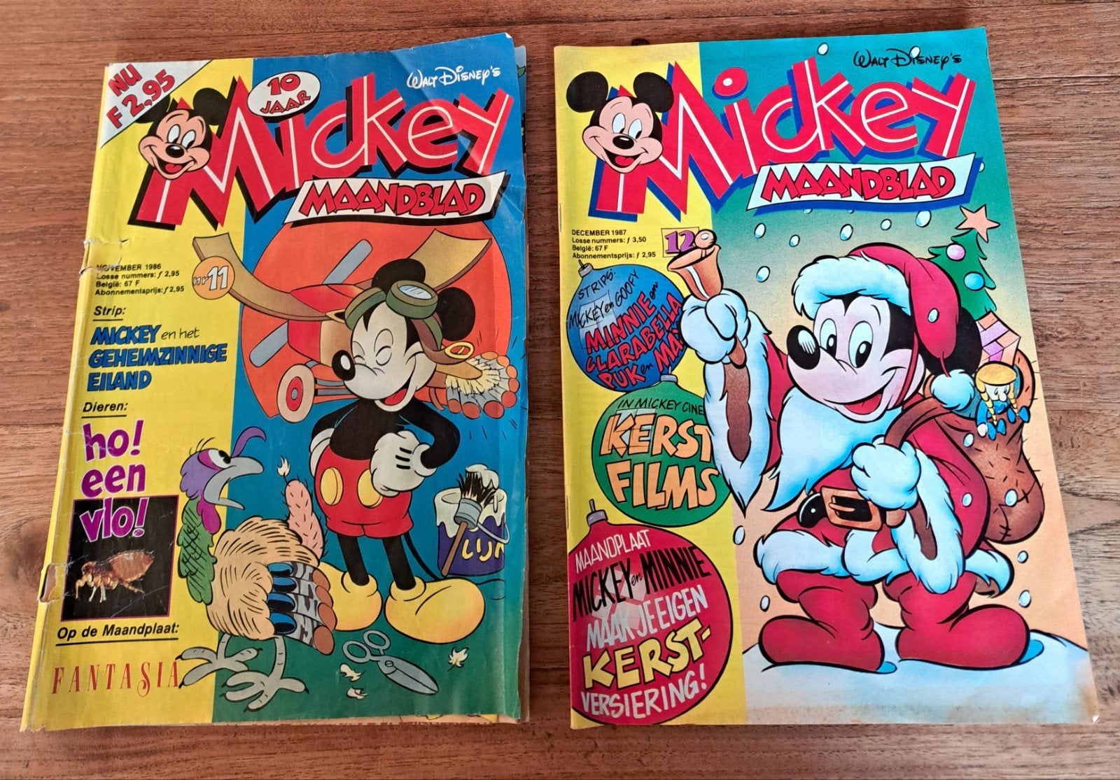 2x Vintage Mickey Maandblad (1986 & 1987), Verzamelen, Disney, Ophalen of Verzenden, Mickey Mouse, Gebruikt, Plaatje of Poster