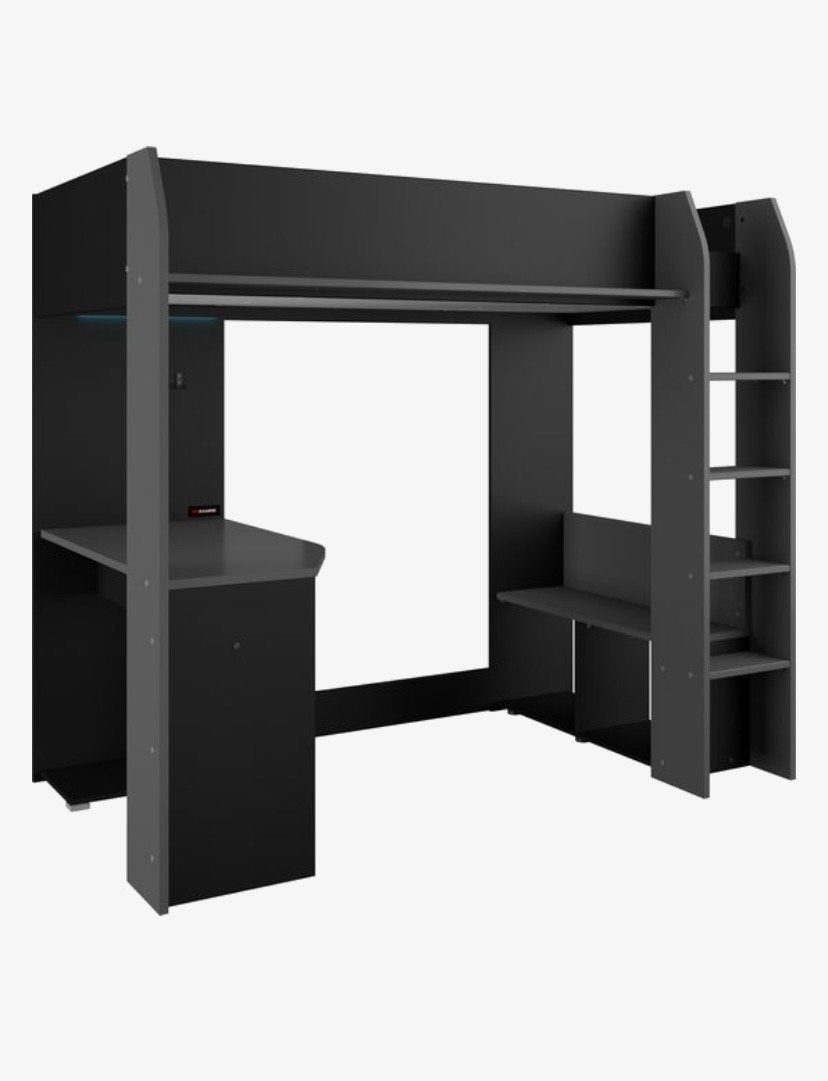 Parisot Hoogslaper Game Bed 90x200 Zwart met Bureau gamebed, Ophalen, Eenpersoons, Zo goed als nieuw, 200 cm