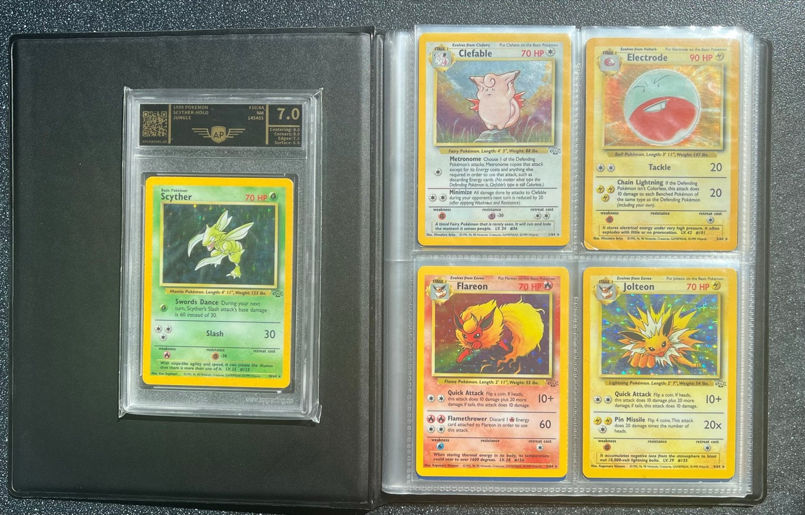 Ruilen: complete jungle set (en Scyther PSA 7), Hobby en Vrije tijd, Verzamelkaartspellen | Pokémon, Ophalen of Verzenden, Zo goed als nieuw