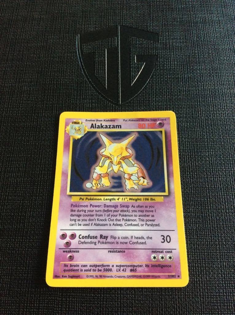 Alakazam, Base set 1 - Pokémonkaart, Ophalen of Verzenden, Zo goed als nieuw, Losse kaart, Foil