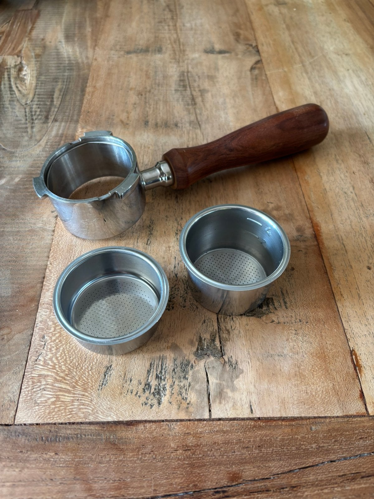 Naked portafilter 51 mm, incl. 2 filterbakjes, Ophalen, Zo goed als nieuw