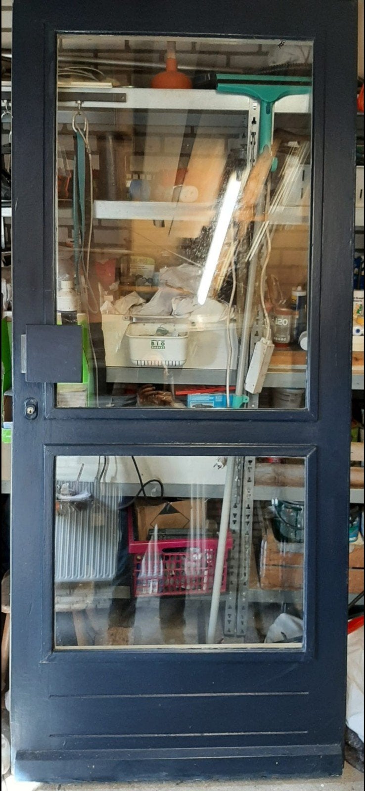 Hardhouten voordeur met dubbel glas en losse ruiten, Ophalen, Gebruikt, 80 tot 100 cm, Buitendeur