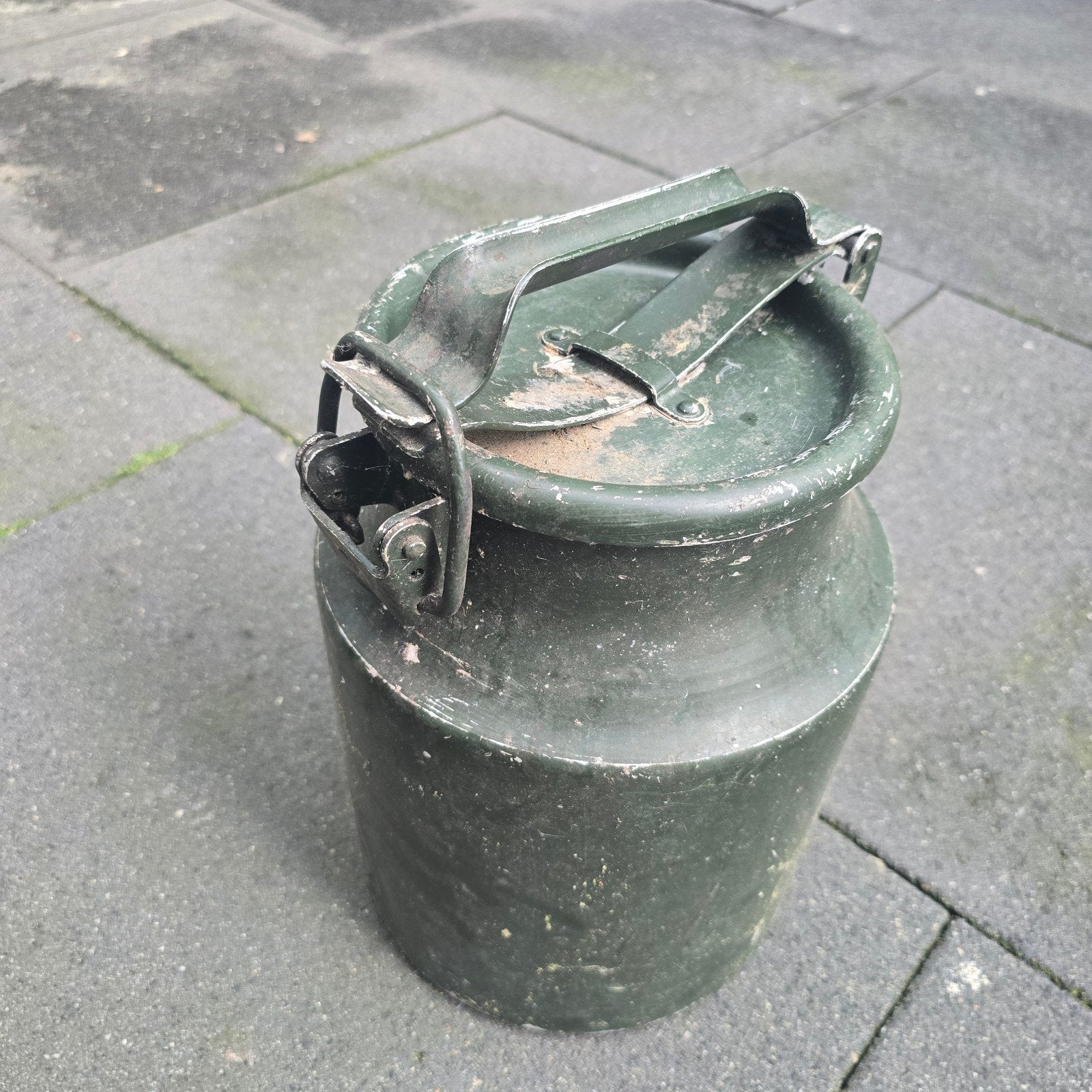 Vintage Groene Melkbus met Deksel en Handvat, Ophalen