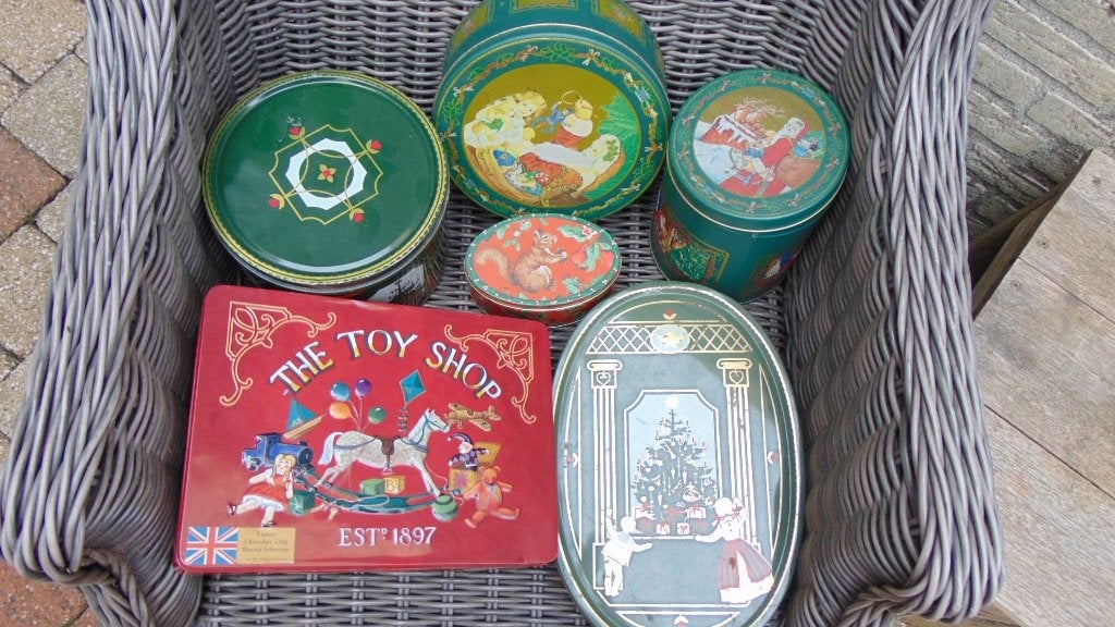 div blikken met kerstmotief, Ophalen of Verzenden, Gebruikt