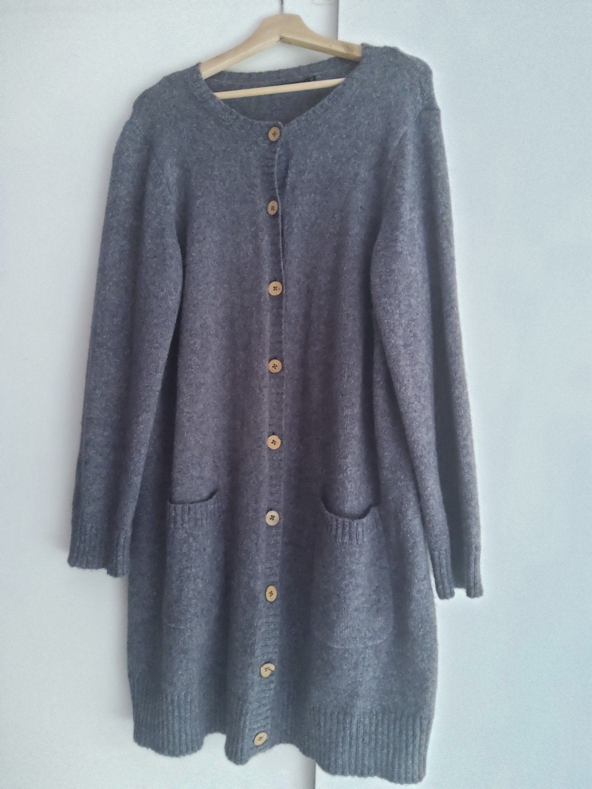 Gudrun Sjoden, lang wollen vest, grijs, L(xl), Kleding | Dames, Truien en Vesten, Ophalen of Verzenden, Zo goed als nieuw, Maat 46/48 (XL) of groter