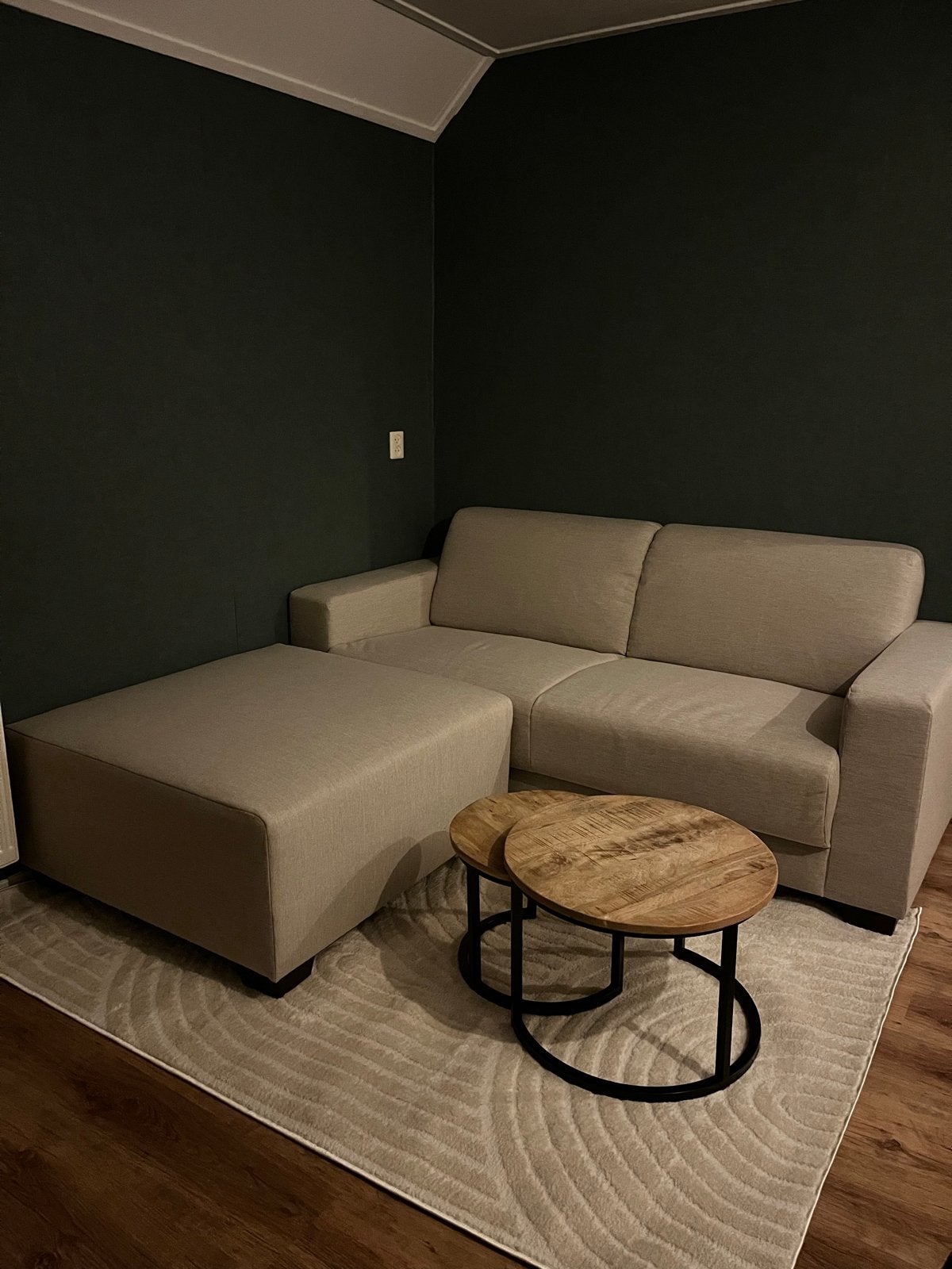 Bank Aberdeen met hocker, Ophalen, 150 tot 200 cm, Driepersoons, 75 tot 100 cm