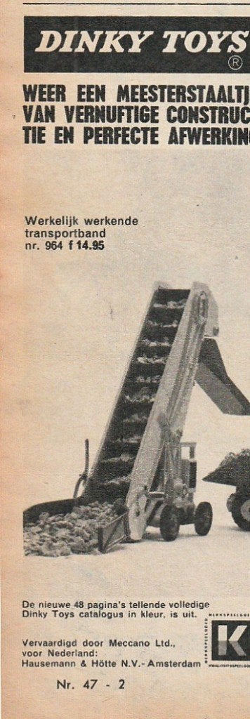 Retro reclame 1962 Dinky Toys speelgoed transportband, Verzenden, Overige typen