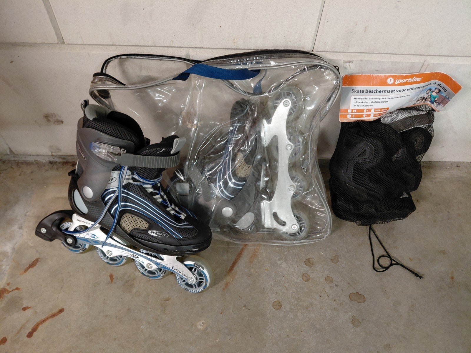 Inline skates met beschermset en tas maat 40, Sport en Fitness, Schaatsen, Ophalen, Zo goed als nieuw, Overige merken