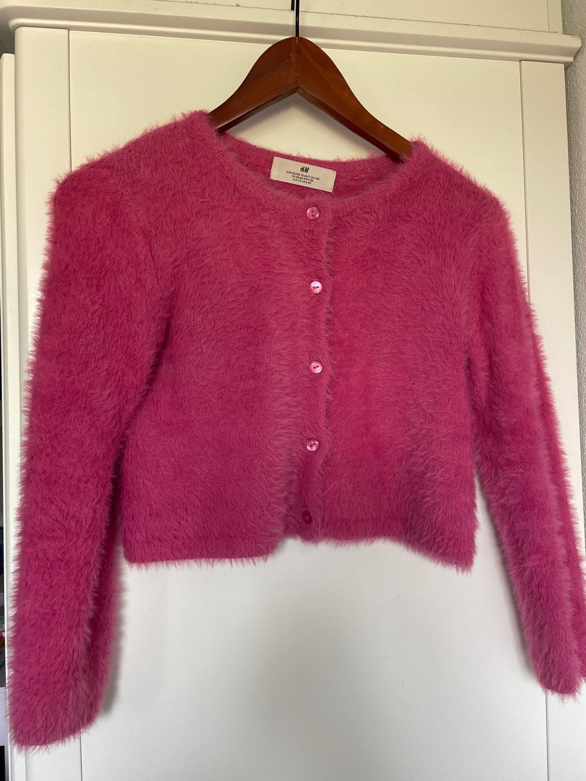 Roze fluffy vest H&M maat 122/128, Ophalen of Verzenden, Zo goed als nieuw, Meisje, Trui of Vest