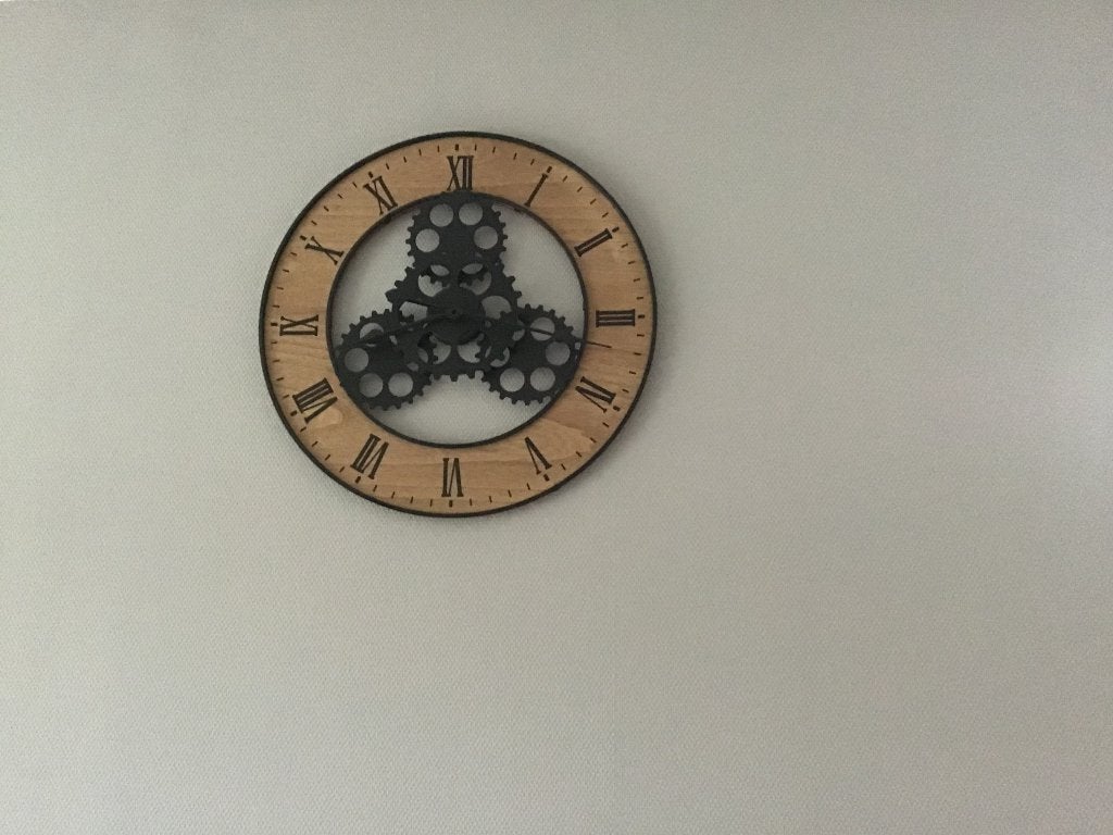 Ronde wandklok 57 cm, Huis en Inrichting, Woonaccessoires | Klokken, Ophalen, Wandklok, Stil uurwerk, Bruin