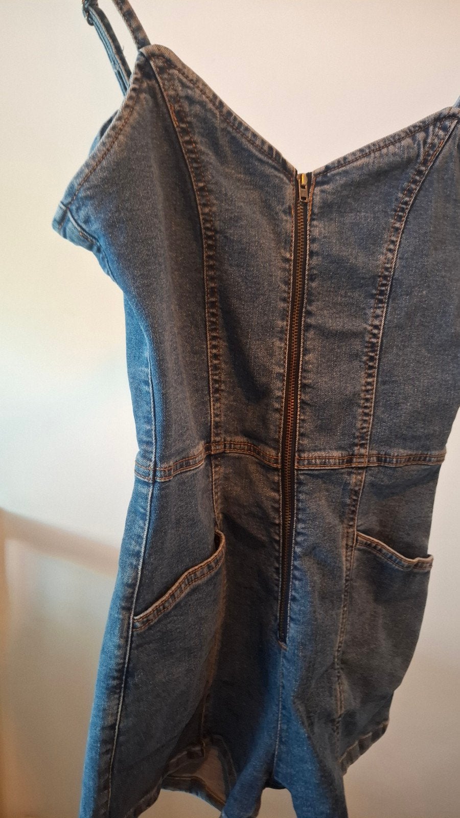 Bershka Denim Playsuit Maat S, Ophalen, Blauw, Bershka, Zo goed als nieuw