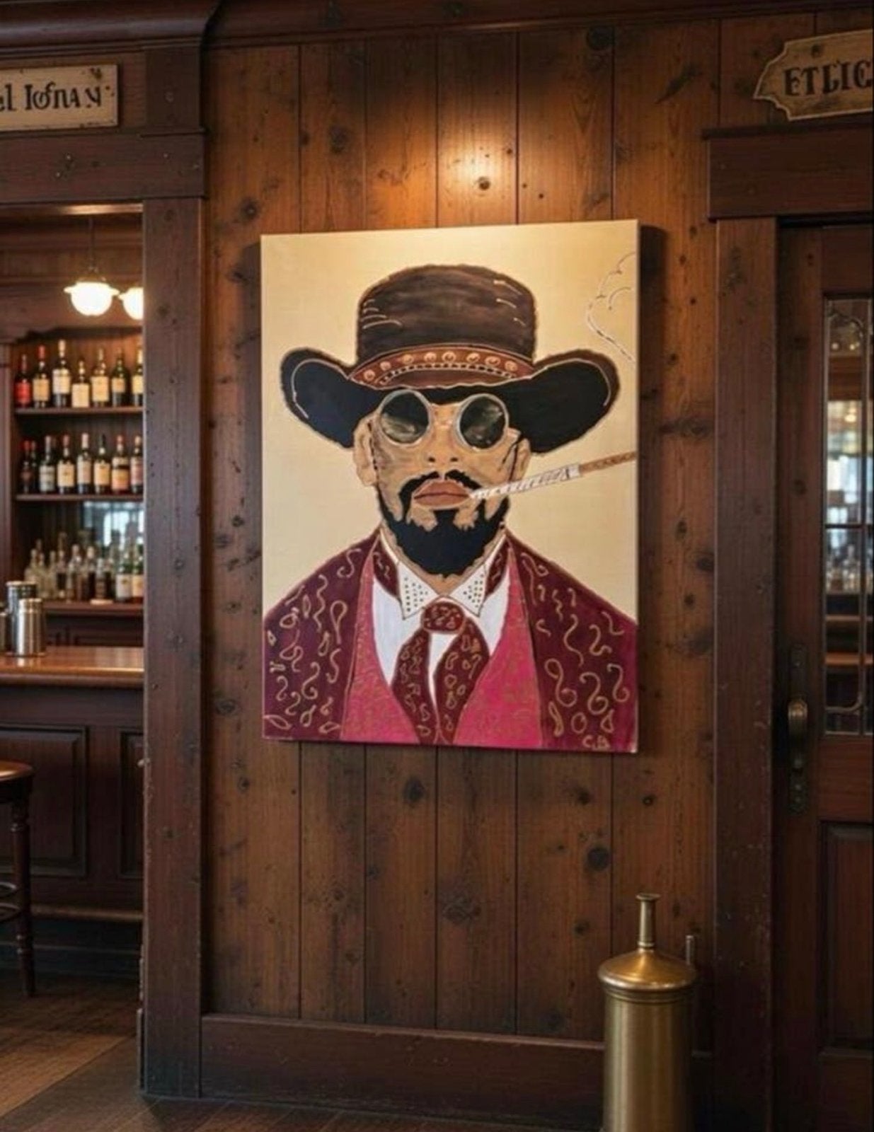 Modern schilderij: Man met hoed en zonnebril, Handgeschilderd, Ophalen of Verzenden, Olieverf, Portret