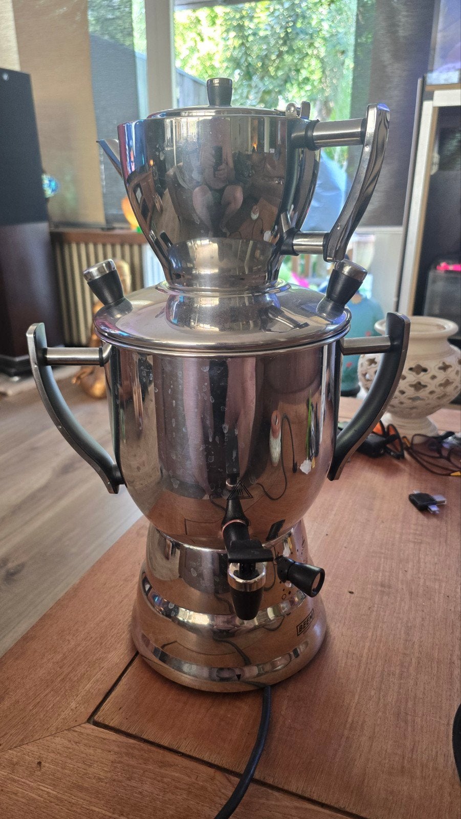Beem Germany RVS Samovar - Thee en Waterkoker, Witgoed en Apparatuur, Waterkokers, 2 liter of meer, Ophalen of Verzenden, Gebruikt