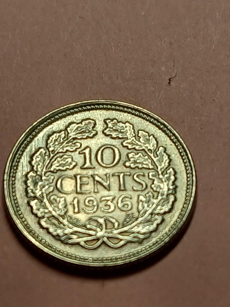 Dubbeltje 1936, Postzegels en Munten, Munten | Nederland, Zilver, Ophalen of Verzenden, 10 cent, Koningin Wilhelmina