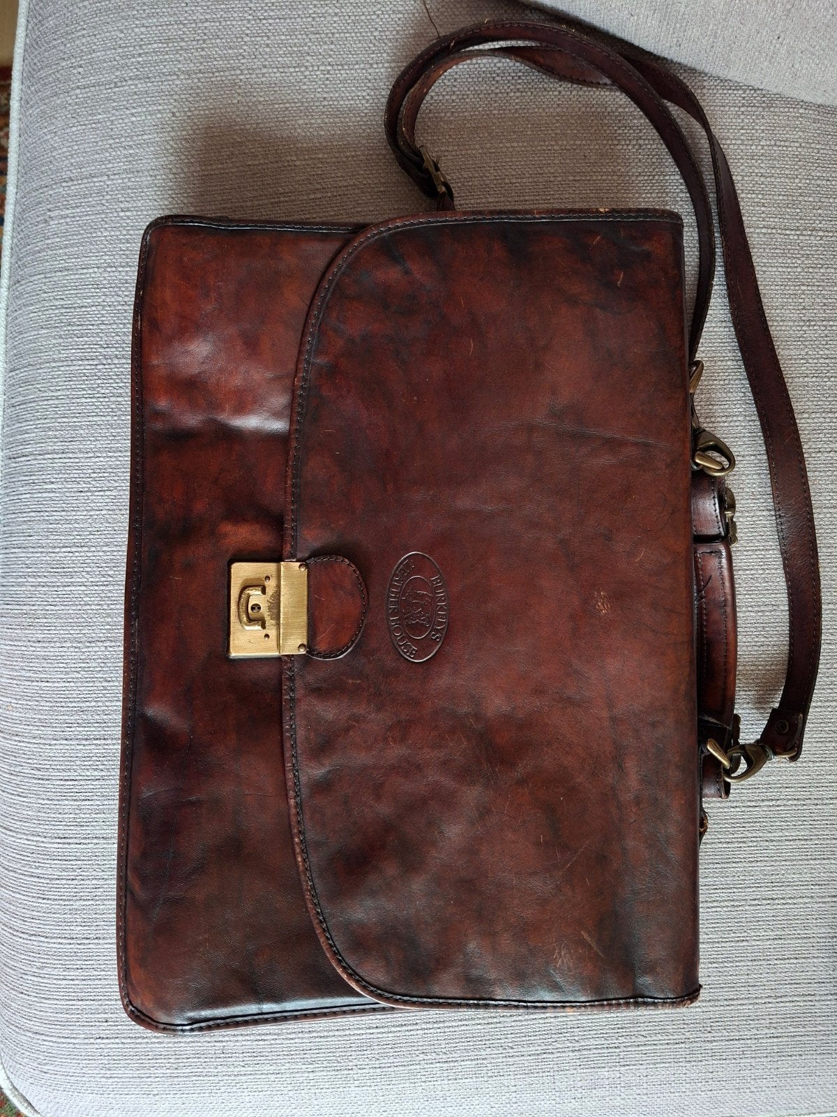 Burkelys Leather House aktetas leer, 30 tot 40 cm, Bruin, Aktetas of Boekentas, Ophalen of Verzenden