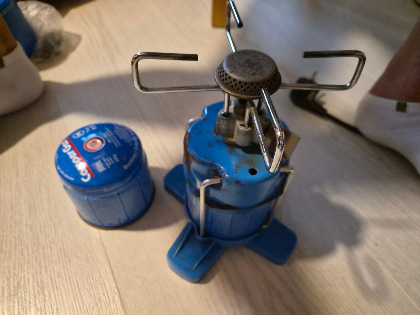 Campinggasbrander met gasfles, Ophalen, Gebruikt