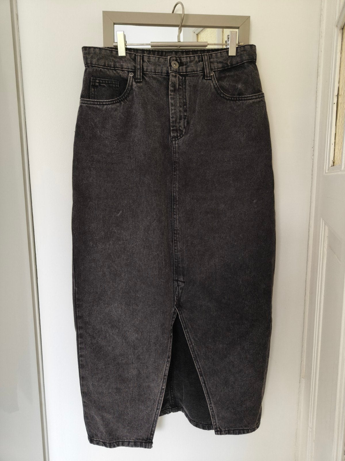 Zwarte denim midi rok met split - Maat 38, Kleding | Dames, Maat 38/40 (M), Zwart, Ophalen of Verzenden, Zo goed als nieuw