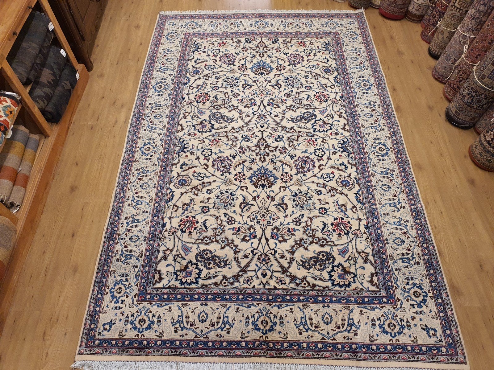 Vintage handgeknoopt perzisch tapijt sarough 307x196, Info@SlatsAntiek.nl, Tweedehands, Perzisch, 150 tot 200 cm