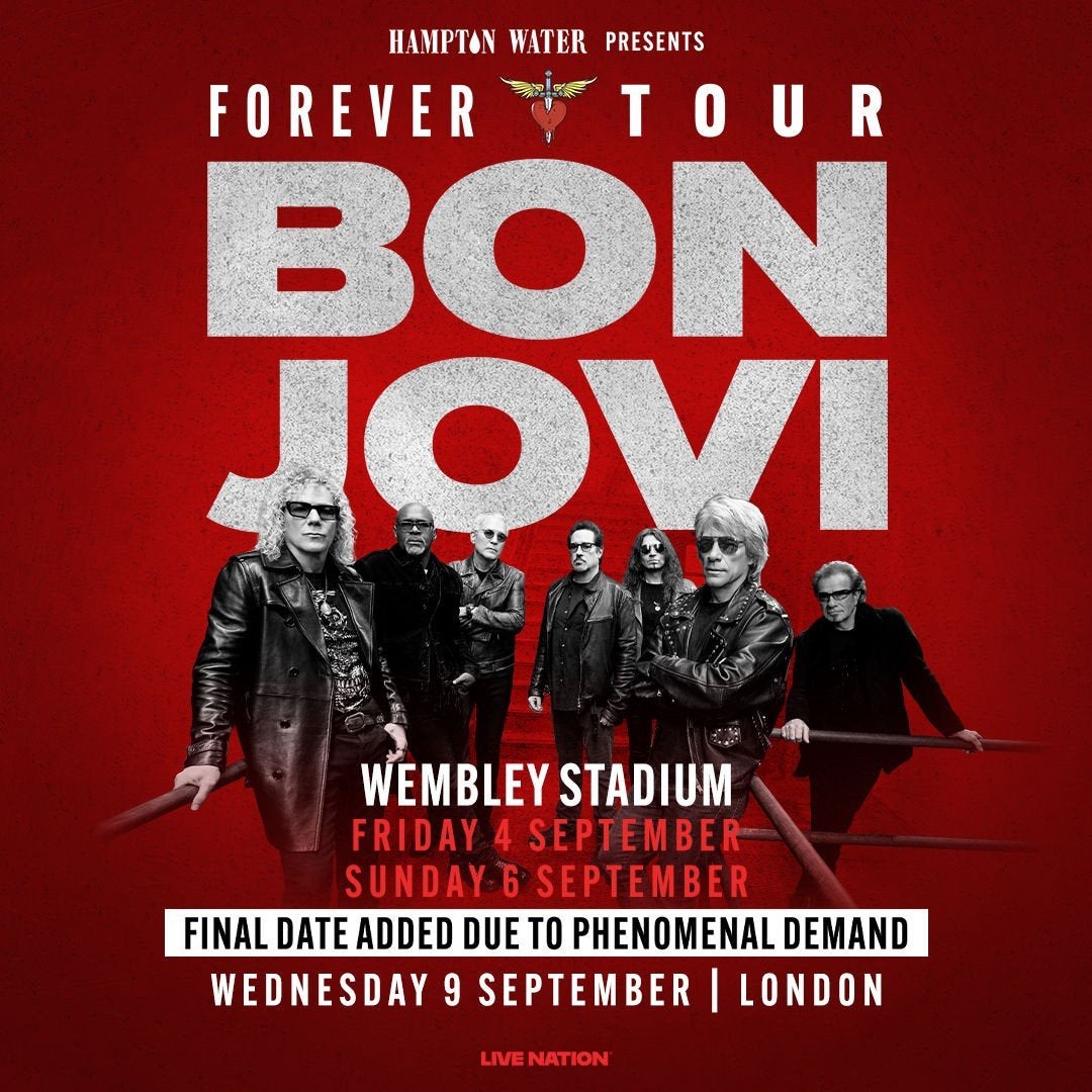 Bon Jovi "Forever tour", 4 september Londen Wembley, Tickets en Kaartjes, Twee personen, September