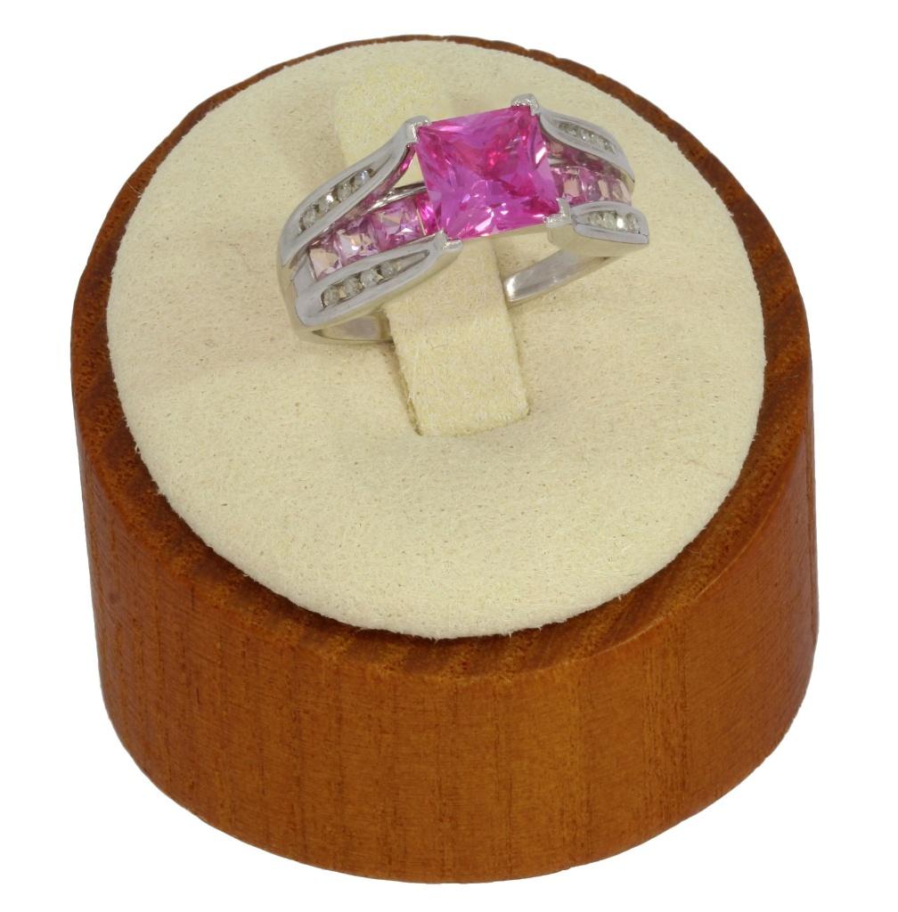 Luxe wit gouden ring 16 diamanten roze saffier dame briljant