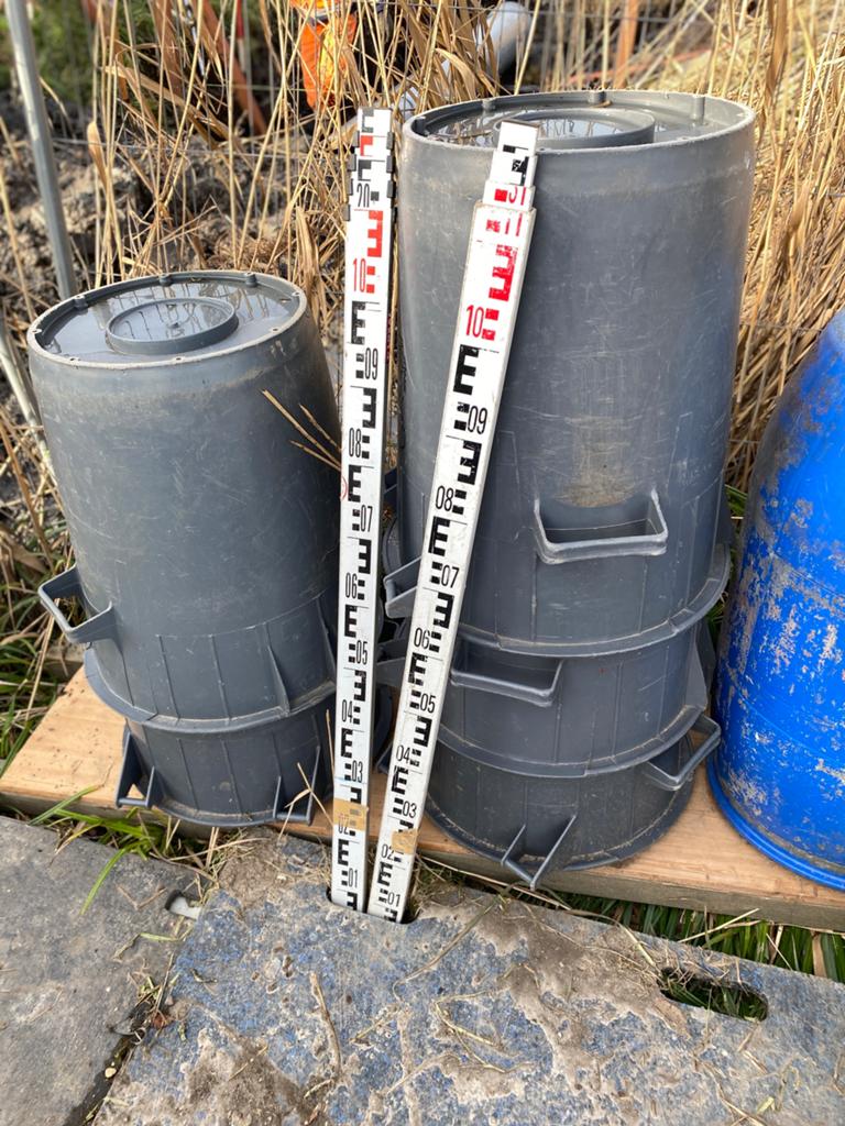 Meetbaak nivelleer meter 5 meter lengte, Ophalen of Verzenden, Gebruikt, Afstand